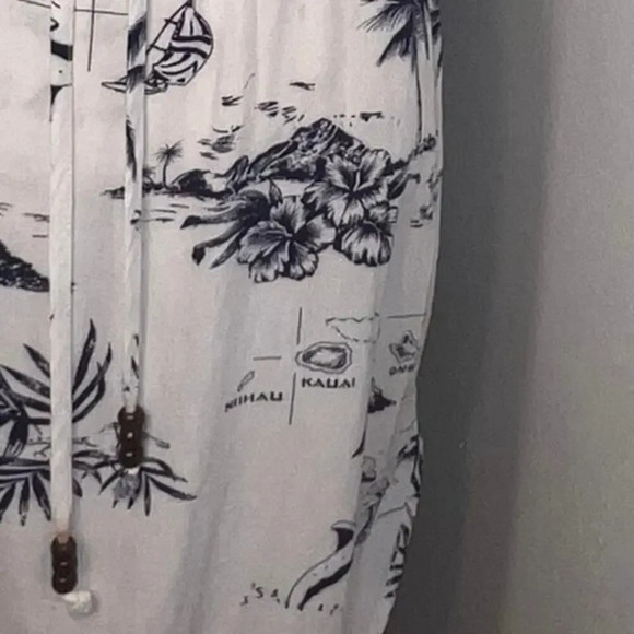 Palmwave Hawaii islands novelty print beaded drawstring waist dress/cover-up,Med - Picture 8 of 9